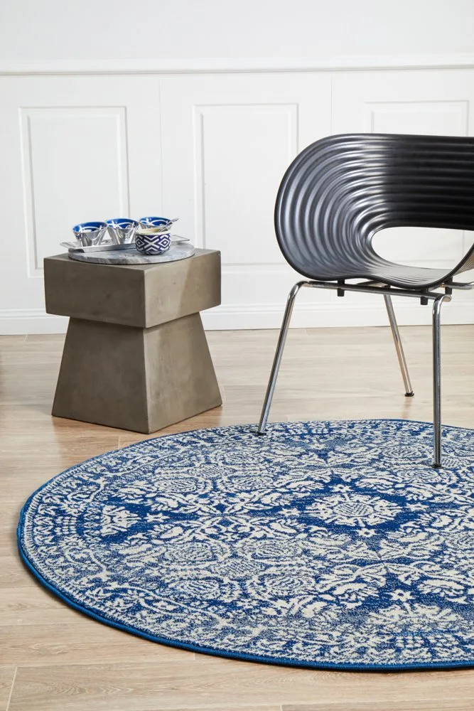 Mirage 358 Round Rug (Navy) by Rug Culture