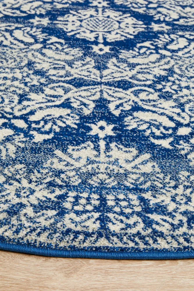 Mirage 358 Round Rug (Navy) by Rug Culture