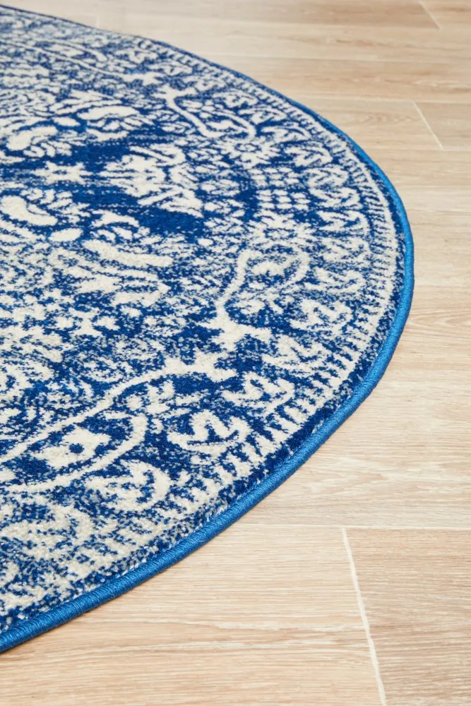 Mirage 358 Round Rug (Navy) by Rug Culture