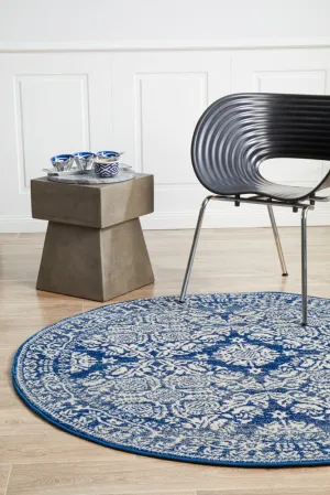 Mirage 358 Round Rug (Navy) by Rug Culture