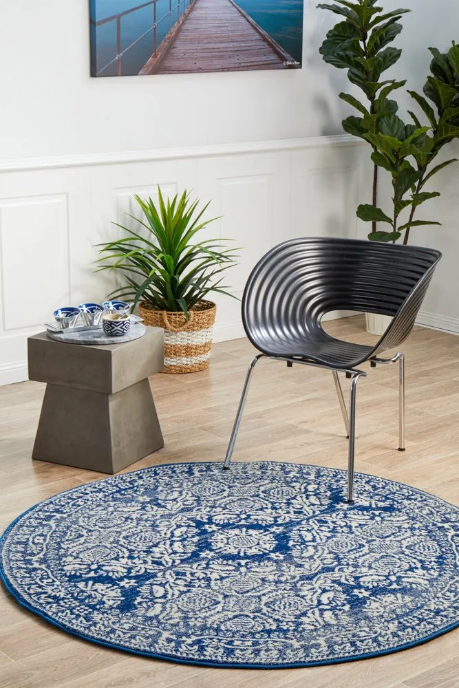 Mirage 358 Round Rug (Navy) by Rug Culture