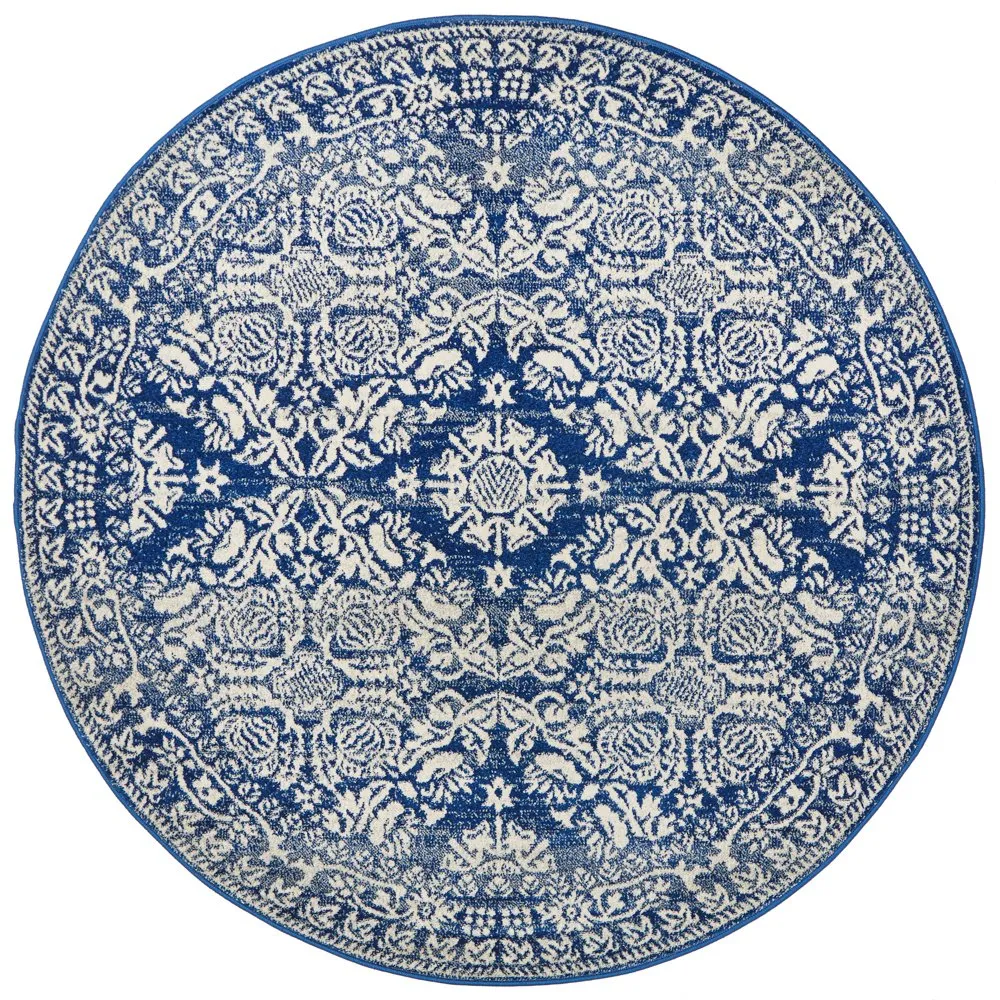 Mirage 358 Round Rug (Navy) by Rug Culture