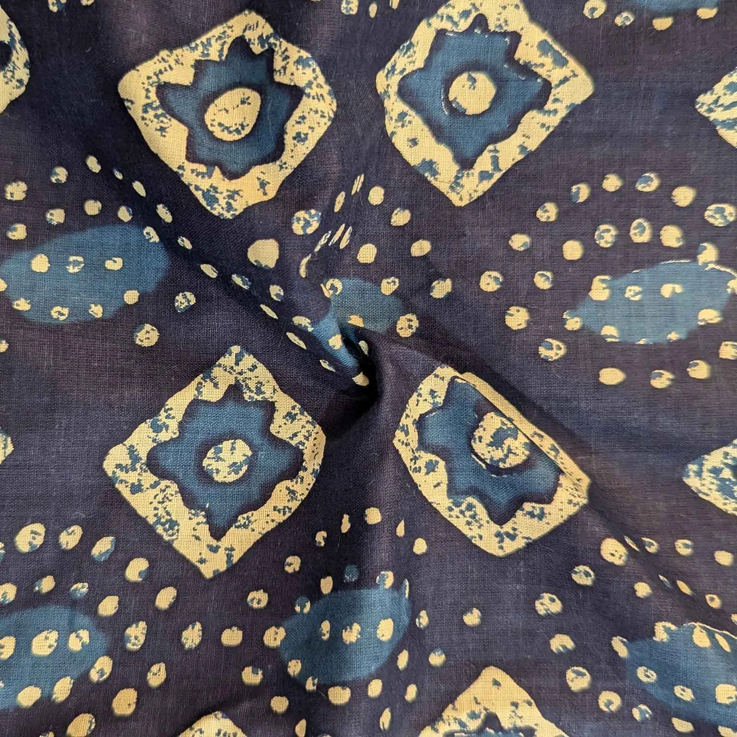 Multicolor Motifs Hand Block Cotton Fabric