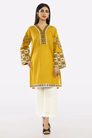 Mustard Embroidered Kurti