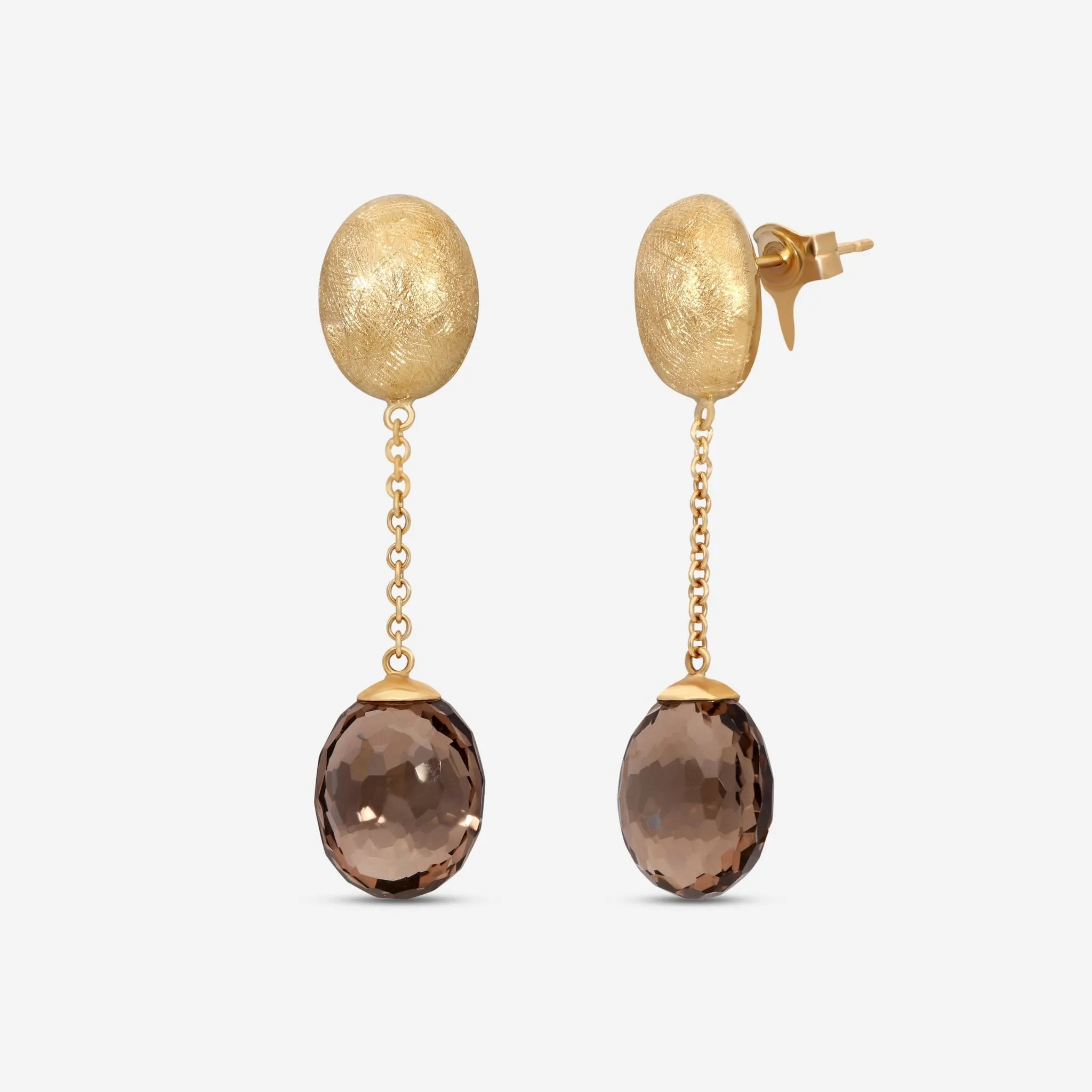 Nanis 18K Yellow Gold Smoky Quartz Earrings ON3-559_Brown
