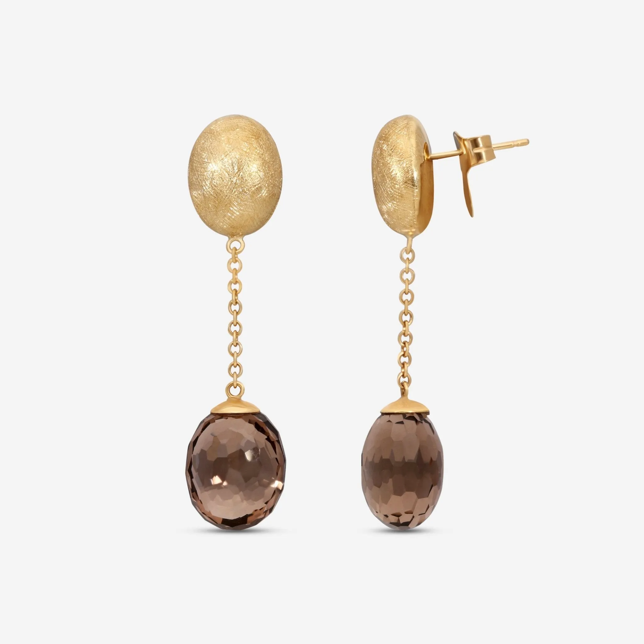 Nanis 18K Yellow Gold Smoky Quartz Earrings ON3-559_Brown