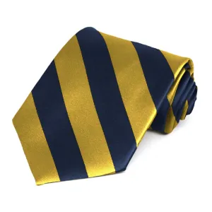 Navy Blue and Gold Striped Tie