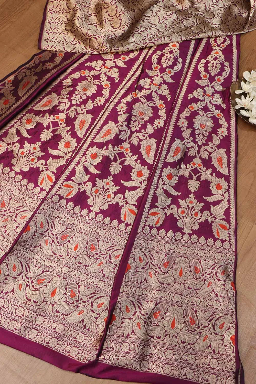 Opulent Purple Banarasi Pure Katan Silk Lehenga Set