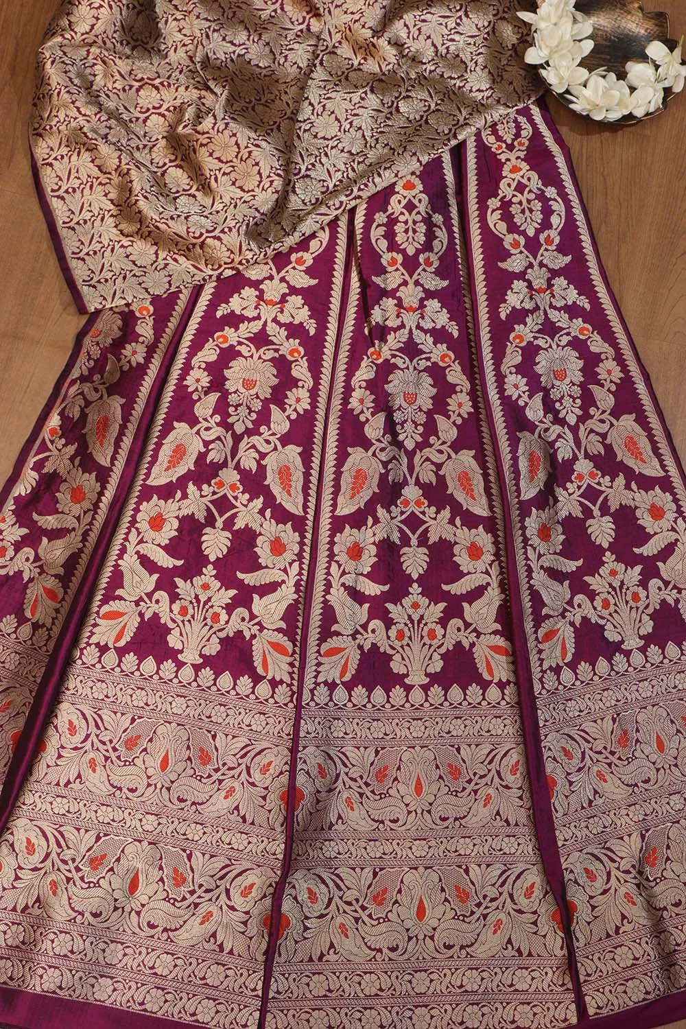 Opulent Purple Banarasi Pure Katan Silk Lehenga Set