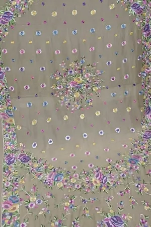 Parsi Hand Embroidered Georgette Dupatta