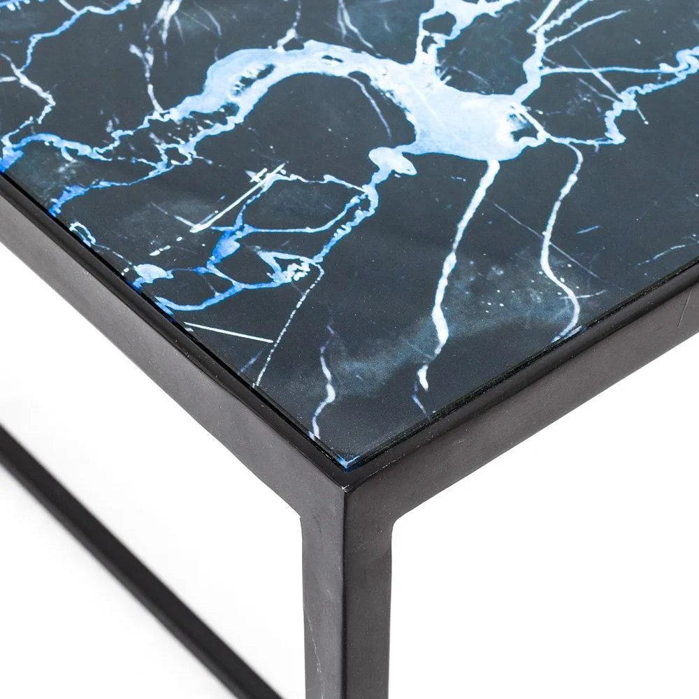 Portia Glass Console Table ONYX MARBLE