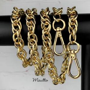 Prince of Wales Chain, Gold-tone Finish - 1/2 inch (13mm) Wide Luxury Chain Strap - Handle to Crossbody Lengths
