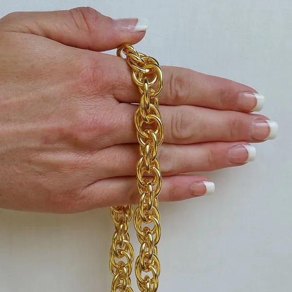 Prince of Wales Chain, Gold-tone Finish - 1/2 inch (13mm) Wide Luxury Chain Strap - Handle to Crossbody Lengths
