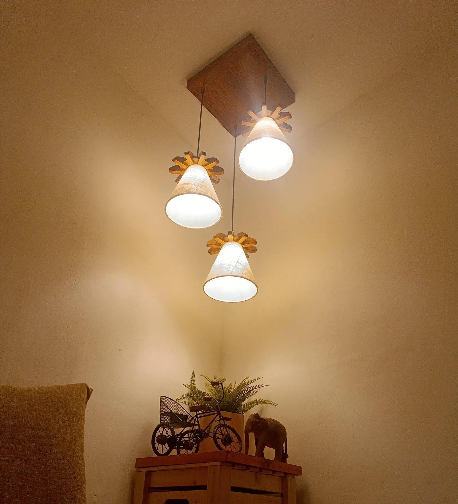 Propel Brown Wooden Cluster Hanging Light | Decorative Pendant Lamps