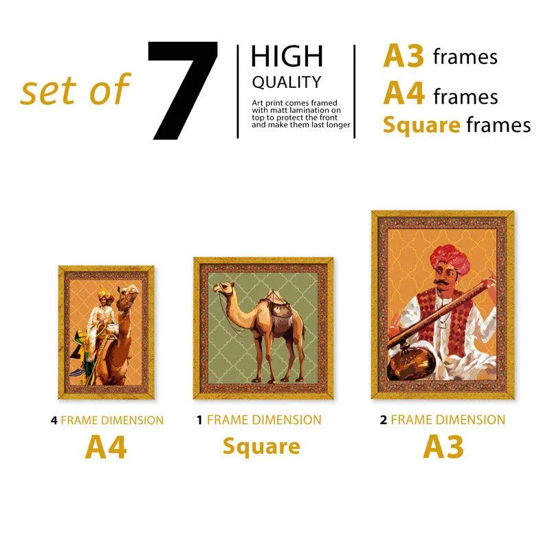 Rajasthani Muse Wall Art - Set Of Seven
