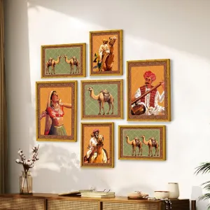 Rajasthani Muse Wall Art - Set Of Seven