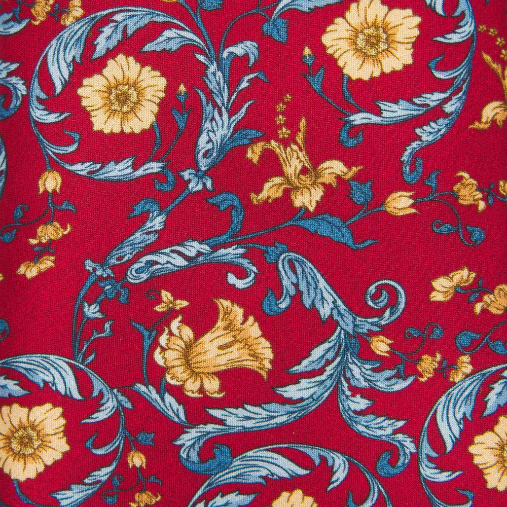 Red Light Blue and Yellow Ethereal Garden Duchesse Silk Tie