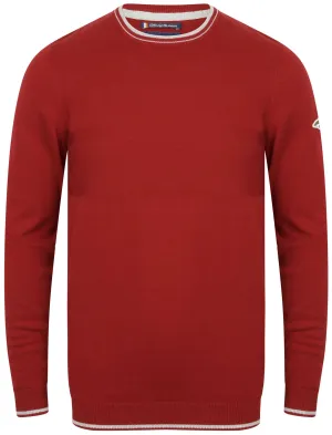 Red Star Tipped Cotton Knitted Jumper In Red - Le Shark
