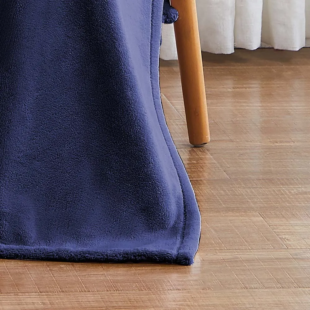 RT Designers Collection Morgan Perfect for Afternoon Naps or Home Decor Solid Matte Fleece Throw 50"x70" Navy