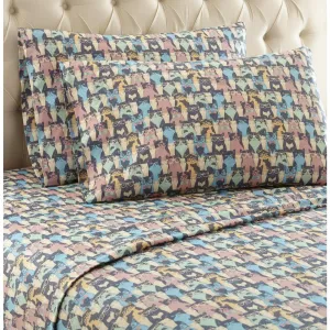 Shavel Micro Flannel Printed Sheet Set - Twin XL Flat/Fitted Sheet 66x96/81x39x14" Pillowcase 21x32" - Kool Kats.