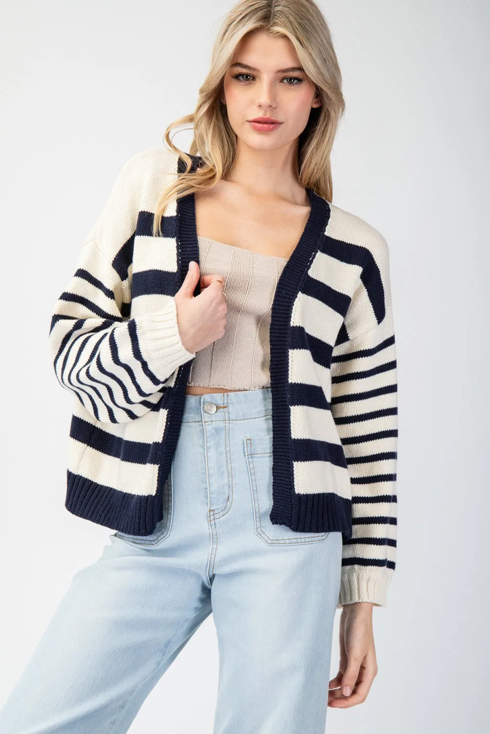 Simple in Stripes Cropped Cardigan