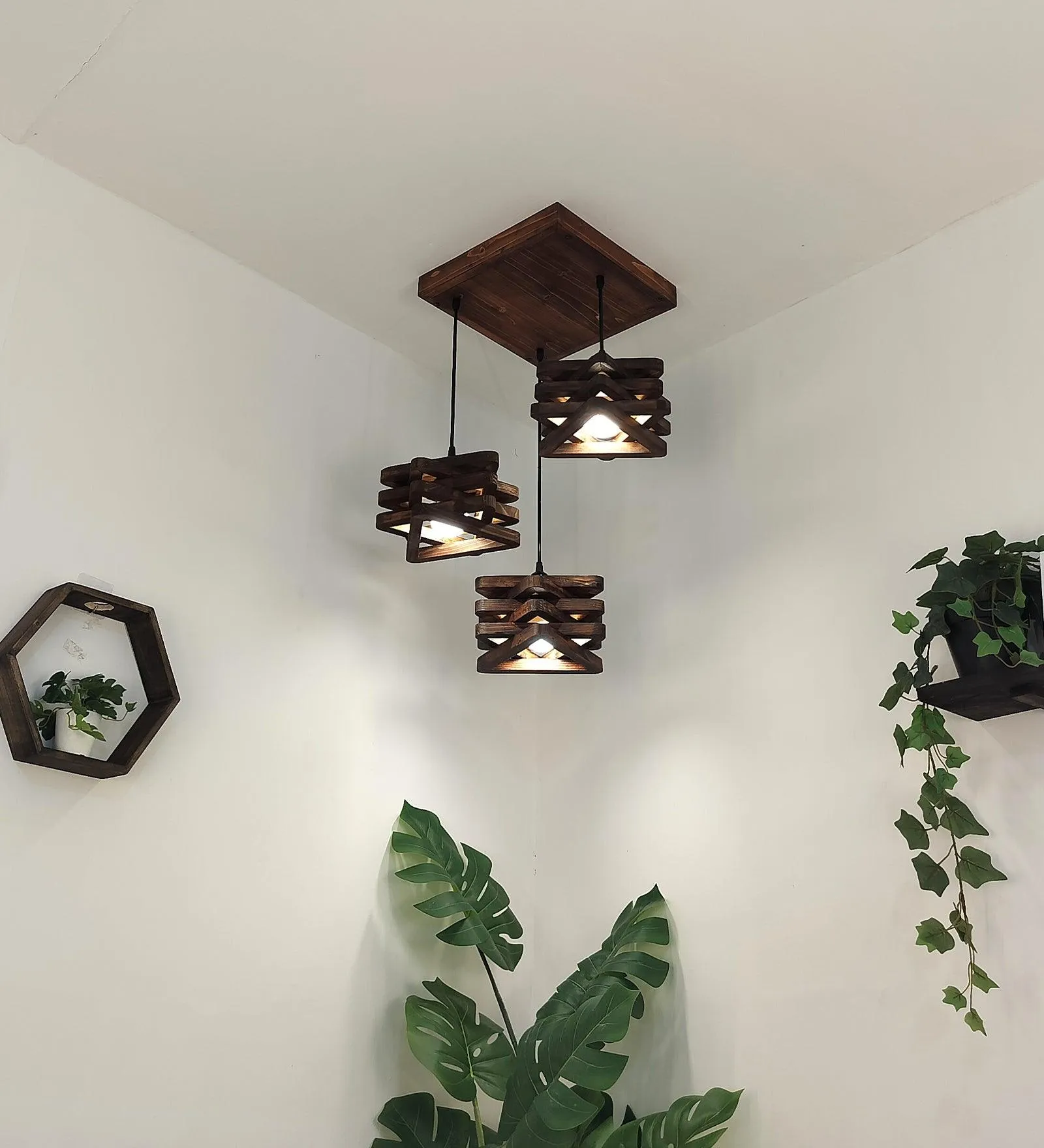 Star Brown Cluster Hanging Light for Dining Room | Pedant Ceiling Lamp
