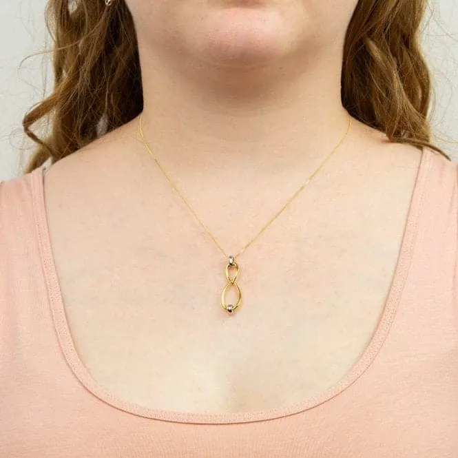 Sterling Silver Yellow Gold Doughnut Twist Zirconia Pendant P5078