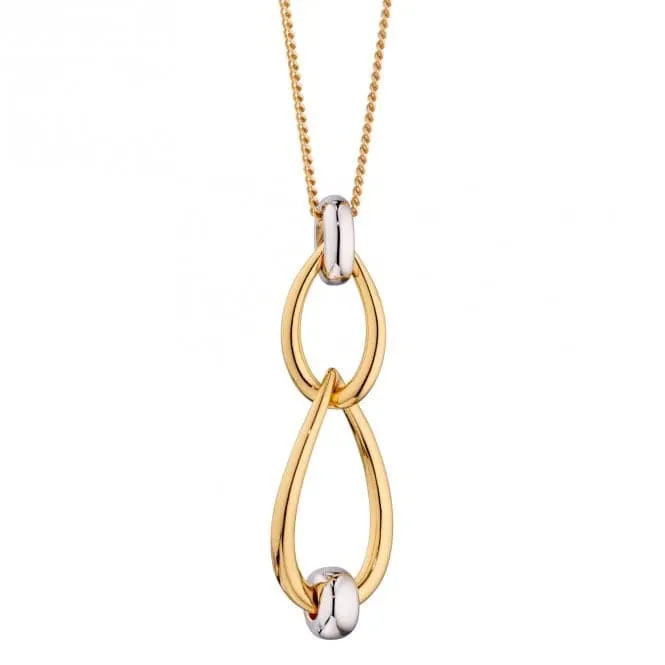 Sterling Silver Yellow Gold Doughnut Twist Zirconia Pendant P5078