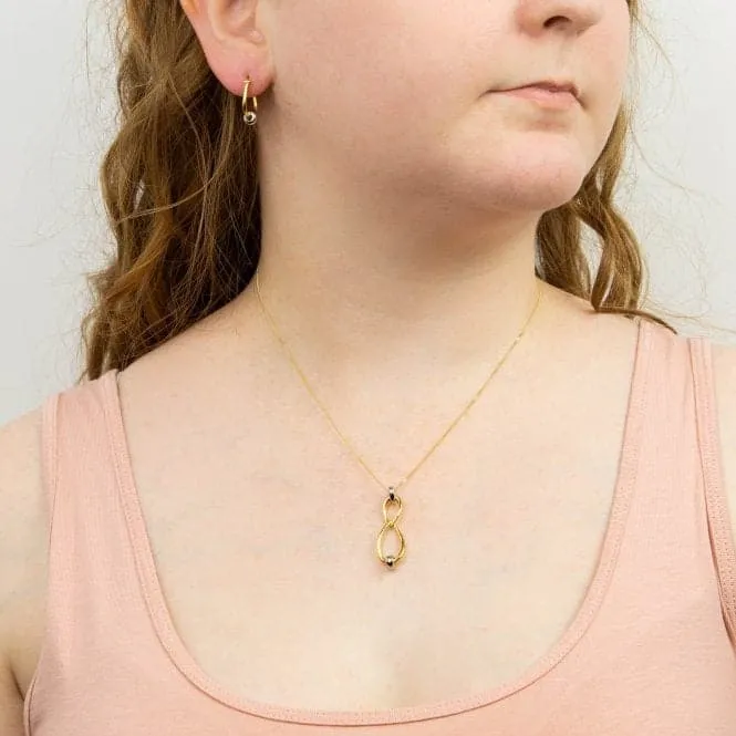 Sterling Silver Yellow Gold Doughnut Twist Zirconia Pendant P5078