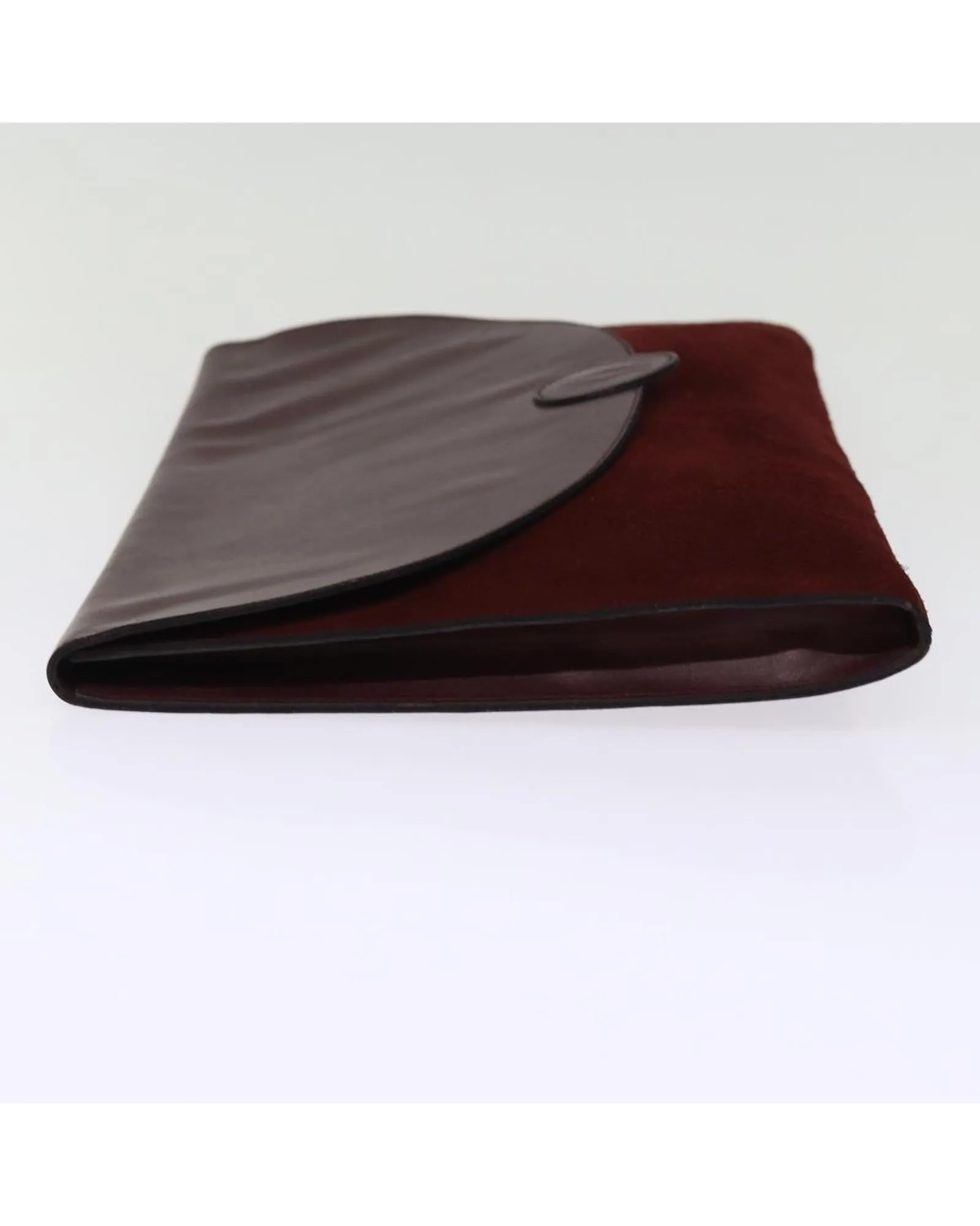 Suede Leather Clutch Bag with Item Box