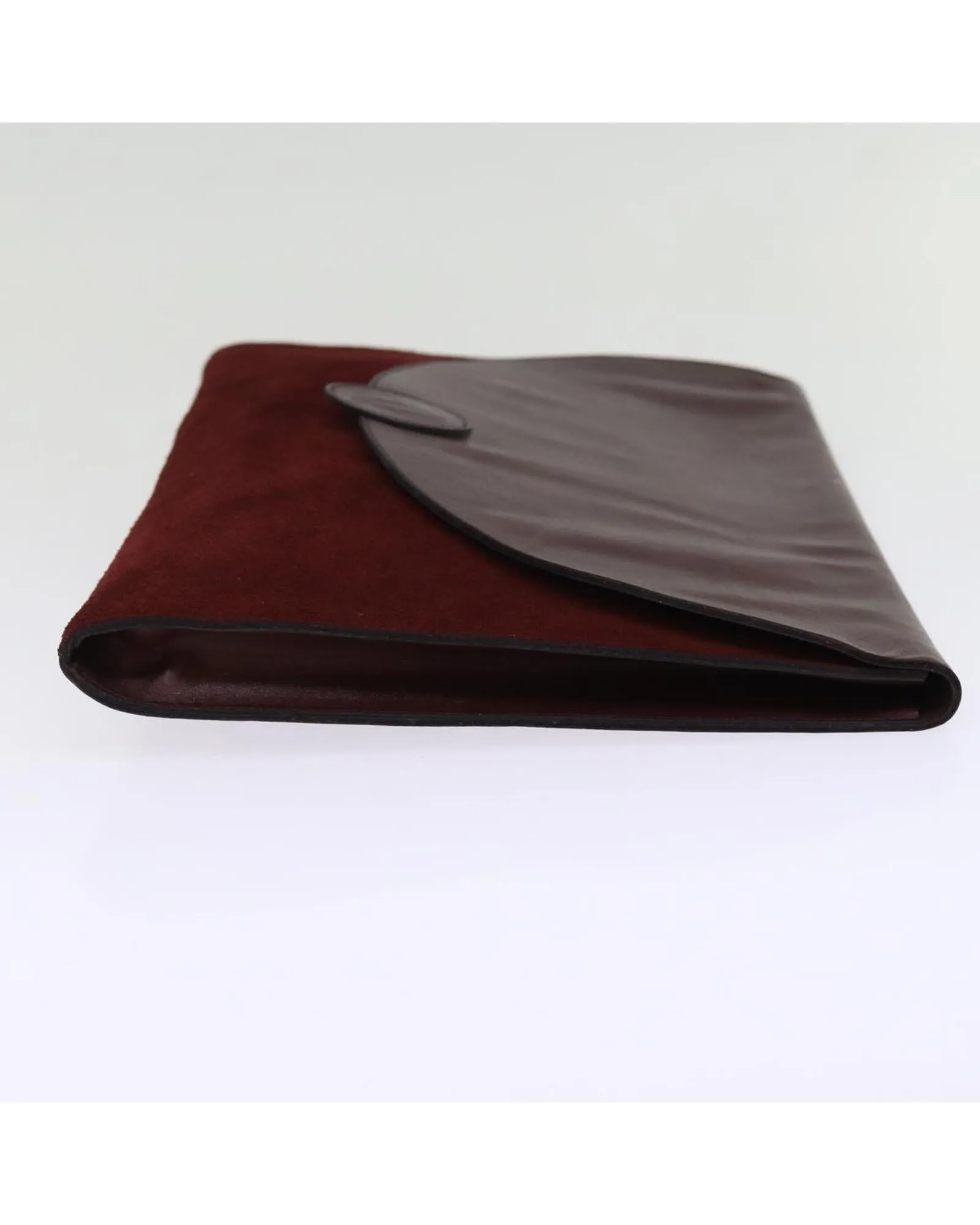 Suede Leather Clutch Bag with Item Box