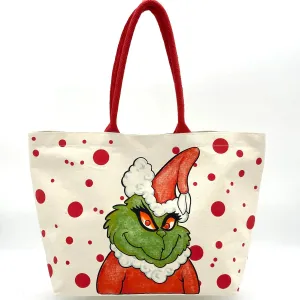 Tote Bag - Green Grinchy Santa - Red