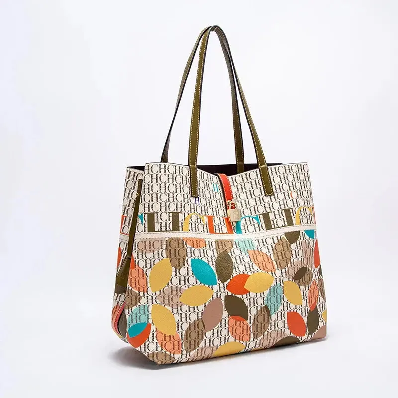 Unique Printing Design Women's Large Capacity Shoulder Bag Fashion Retro Style Exquisite Floral Women's Handbag