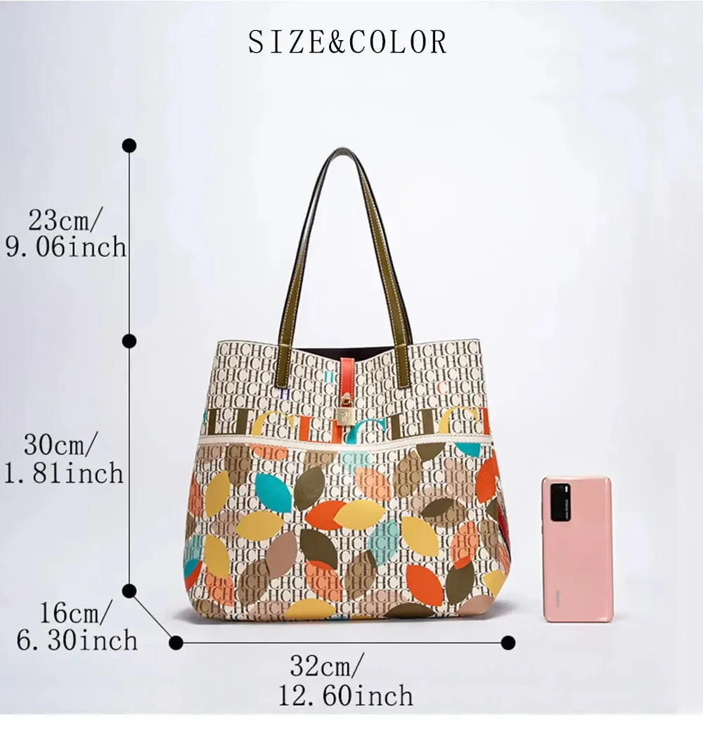 Unique Printing Design Women's Large Capacity Shoulder Bag Fashion Retro Style Exquisite Floral Women's Handbag