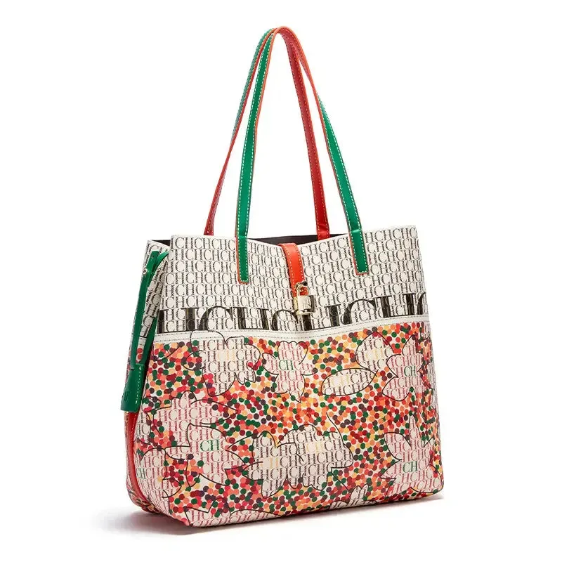 Unique Printing Design Women's Large Capacity Shoulder Bag Fashion Retro Style Exquisite Floral Women's Handbag