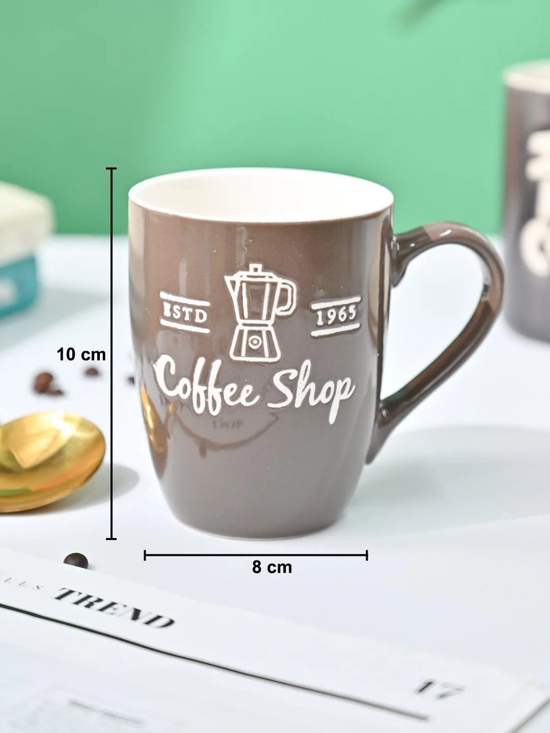 VON CASA Brown Mug (Coffee Shop) - 340Ml