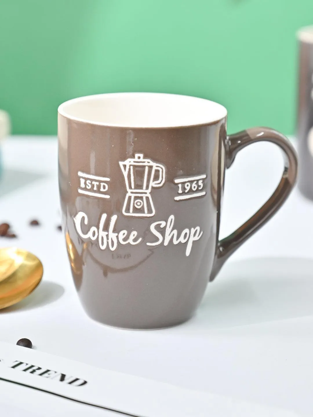 VON CASA Brown Mug (Coffee Shop) - 340Ml