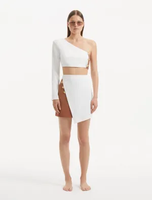 Winslet White Brown Crop Top and India Skirt
